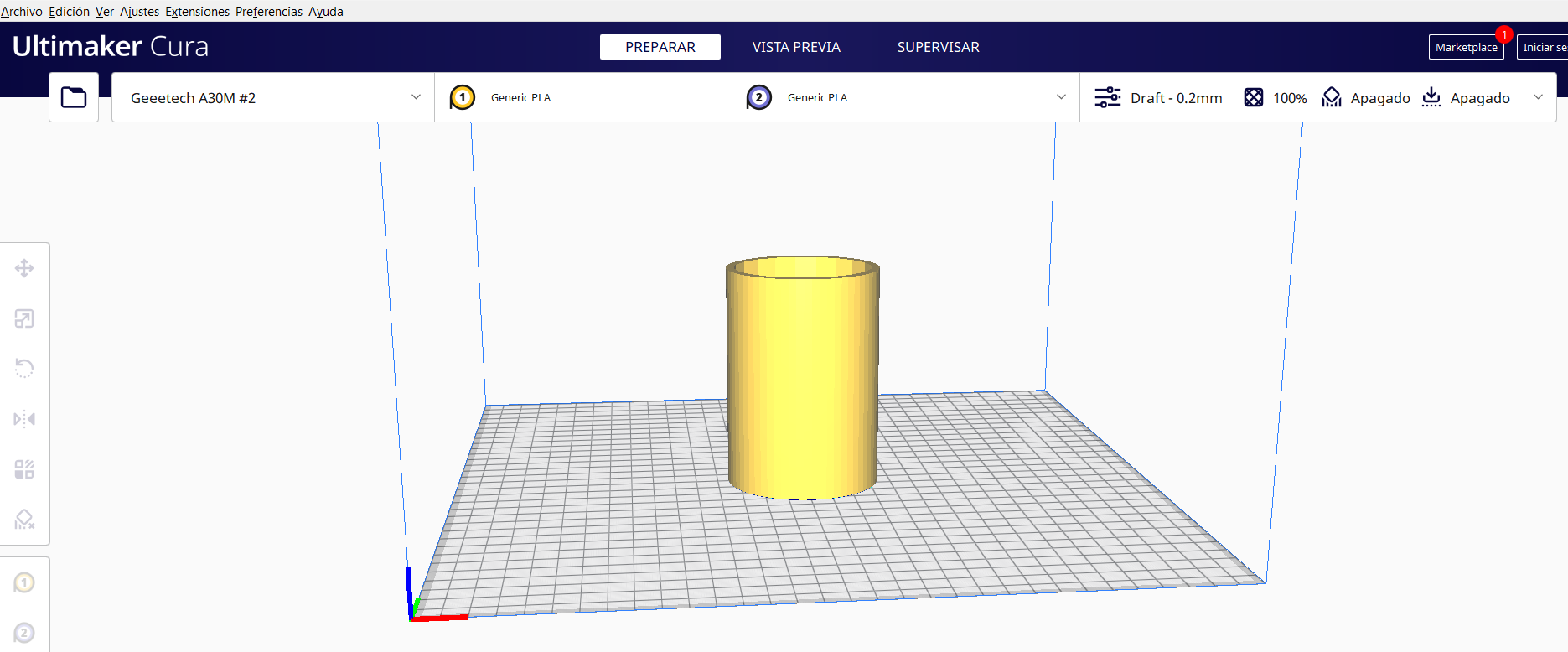 Abrimos nuestro proyecto con Cura, un software para ajustar la configuración