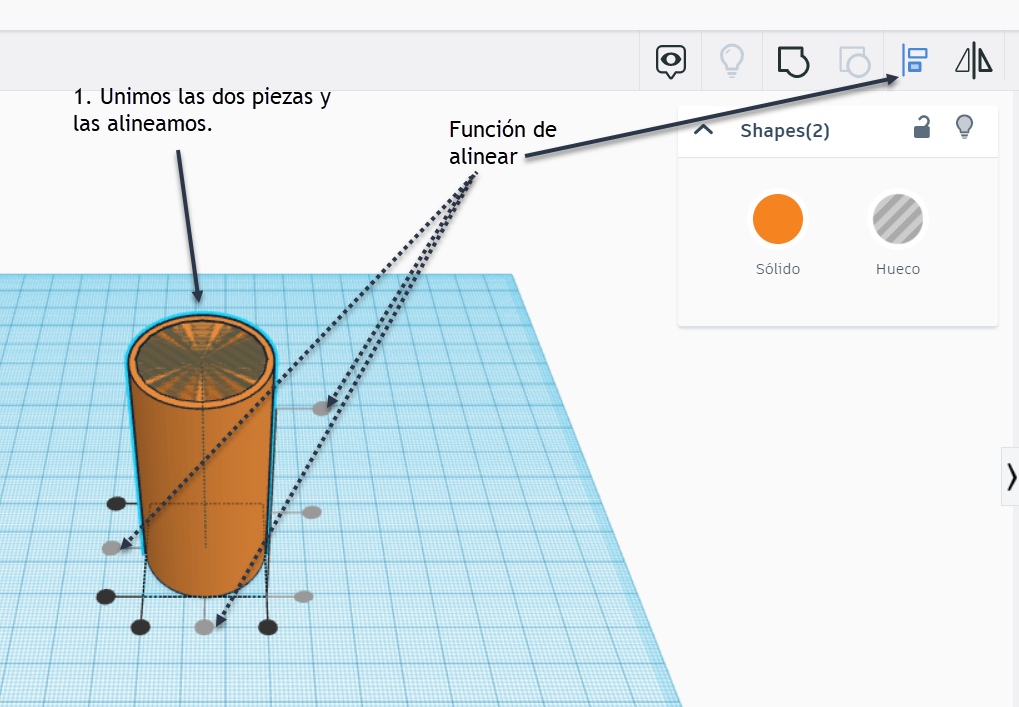Se muestra como alineamos dos piezas y las ajustamos.
