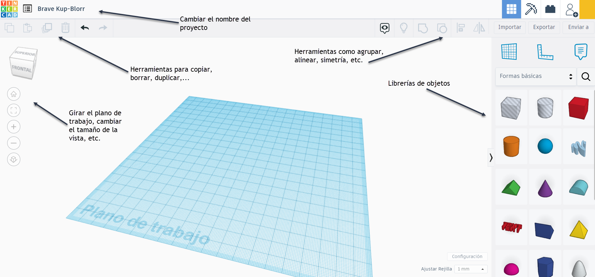 Plano de trabajo de Tinkercad